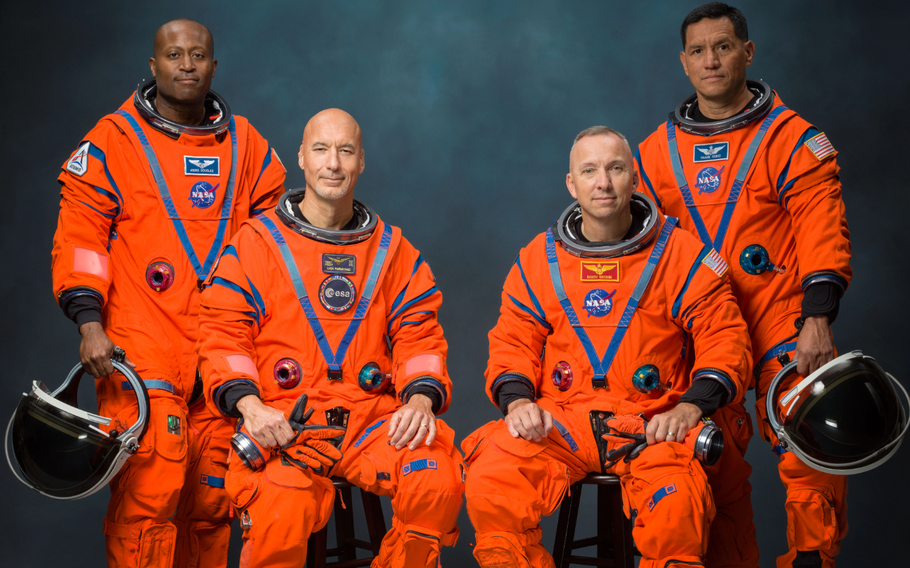 The Artemis III crew poses for an official portrait.
